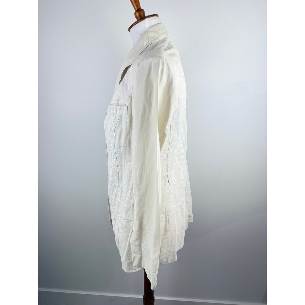 RARE VTG Prada Cream Linen Devore Burnout Blazer Made in Italy * FLAWS * - Picture 11 of 16